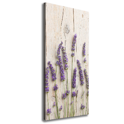 Verticale foto op canvas Lavendel op hout