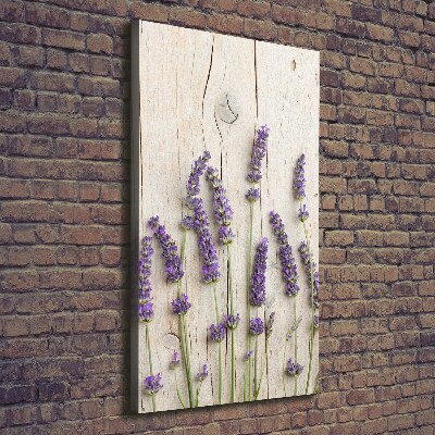 Verticale foto op canvas Lavendel op hout