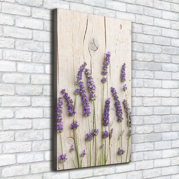 Verticale foto op canvas Lavendel op hout