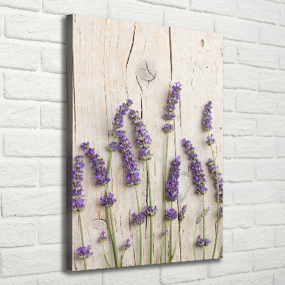 Verticale foto op canvas Lavendel op hout