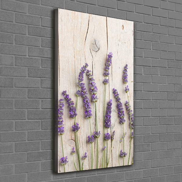Verticale foto op canvas Lavendel op hout