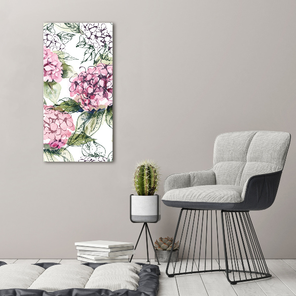 Verticaal schilderij op canvas Hortensia