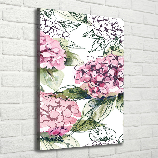 Verticaal schilderij op canvas Hortensia