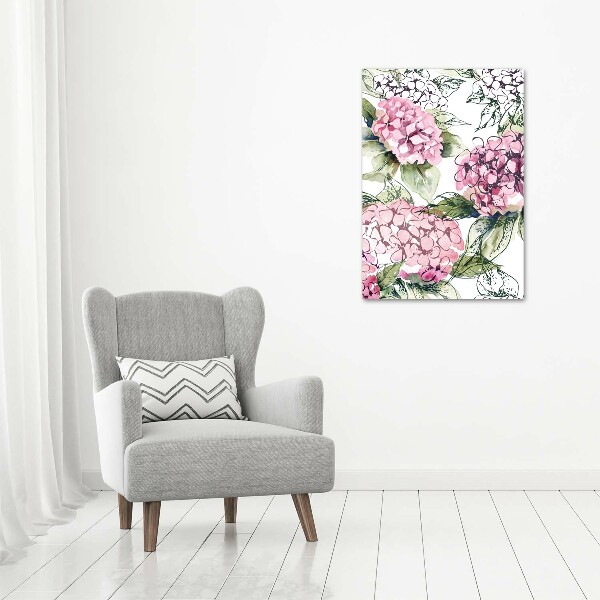 Verticaal schilderij op canvas Hortensia