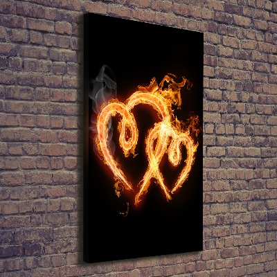 Verticaal schilderij op canvas Brandende harten