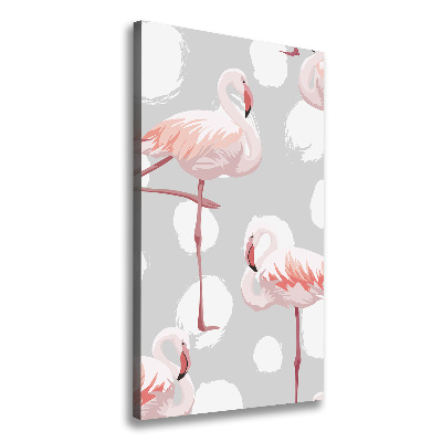 Verticale foto op canvas Flamingo's en stippen