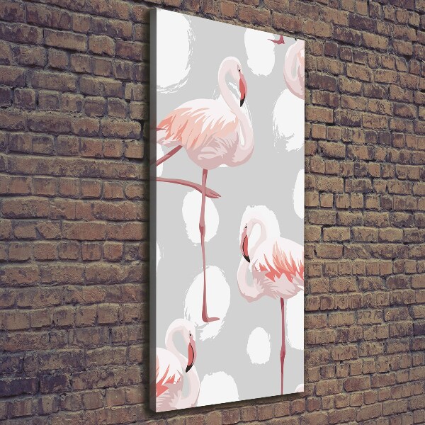 Verticale foto op canvas Flamingo's en stippen