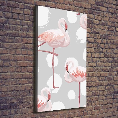 Verticale foto op canvas Flamingo's en stippen