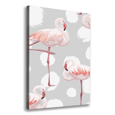 Verticale foto op canvas Flamingo's en stippen