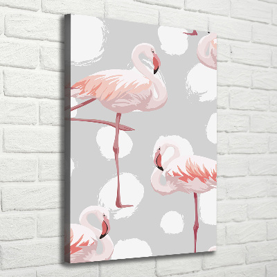 Verticale foto op canvas Flamingo's en stippen