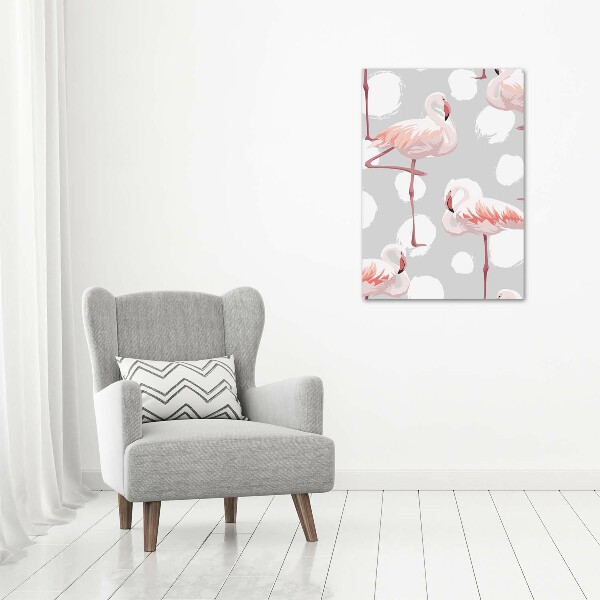 Verticale foto op canvas Flamingo's en stippen