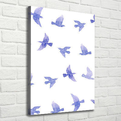 Verticaal canvasschilderij Blauwe zwaluwen