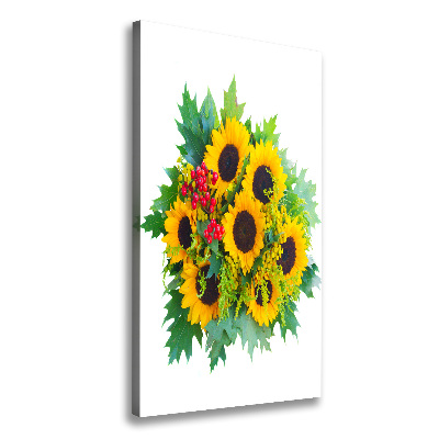 Verticaal schilderij op canvas Een boeket zonnebloemen