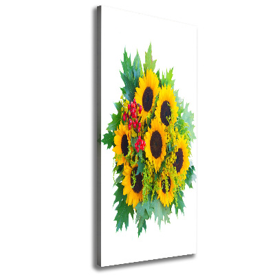 Verticaal schilderij op canvas Een boeket zonnebloemen