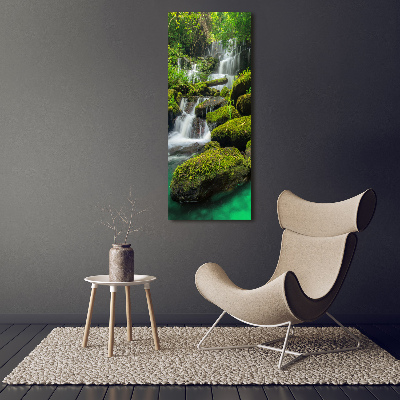 Verticaal schilderij op canvas Waterval in de jungle