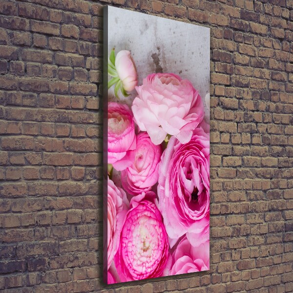 Verticale canvasfoto Roze boterbloemen
