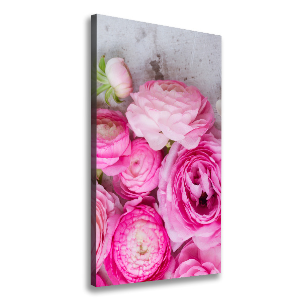 Verticale canvasfoto Roze boterbloemen