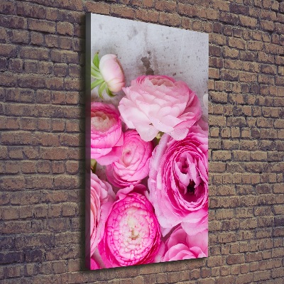 Verticale canvasfoto Roze boterbloemen