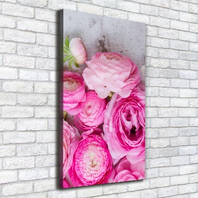 Verticale canvasfoto Roze boterbloemen