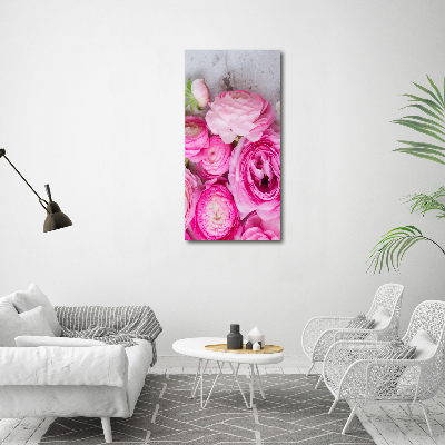 Verticale canvasfoto Roze boterbloemen