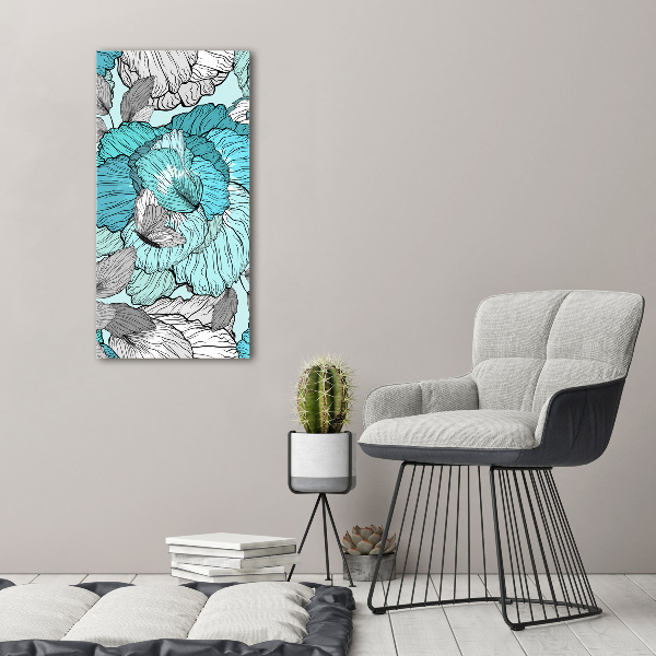 Verticaal schilderij op canvas Bloemenpatroon