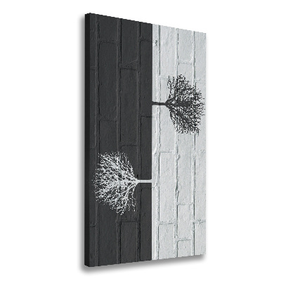 Verticale canvasfoto Bomen op de muur
