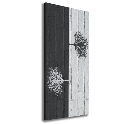 Verticale canvasfoto Bomen op de muur