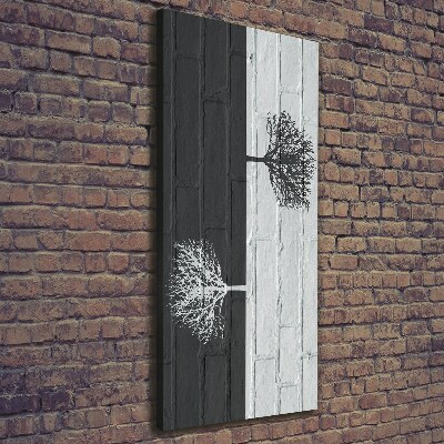Verticale canvasfoto Bomen op de muur