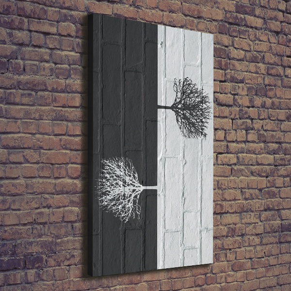 Verticale canvasfoto Bomen op de muur