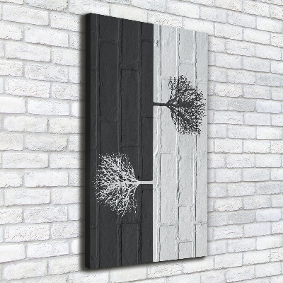 Foto obraz na płótnie pionowy Drzewa na murze