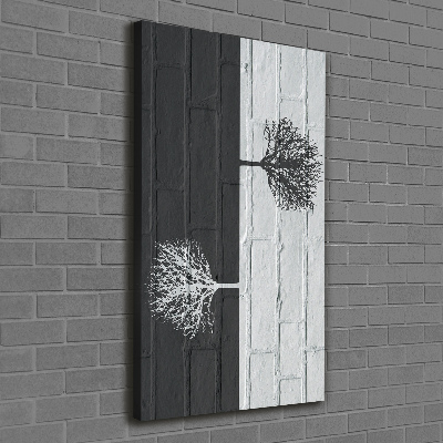 Foto obraz na płótnie pionowy Drzewa na murze