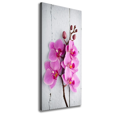 Verticaal schilderij op canvas Roze orchidee