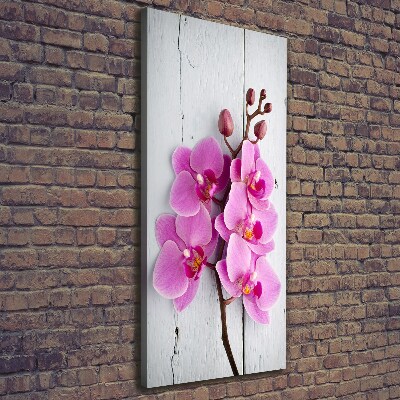 Verticaal schilderij op canvas Roze orchidee