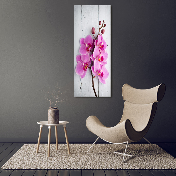Verticaal schilderij op canvas Roze orchidee