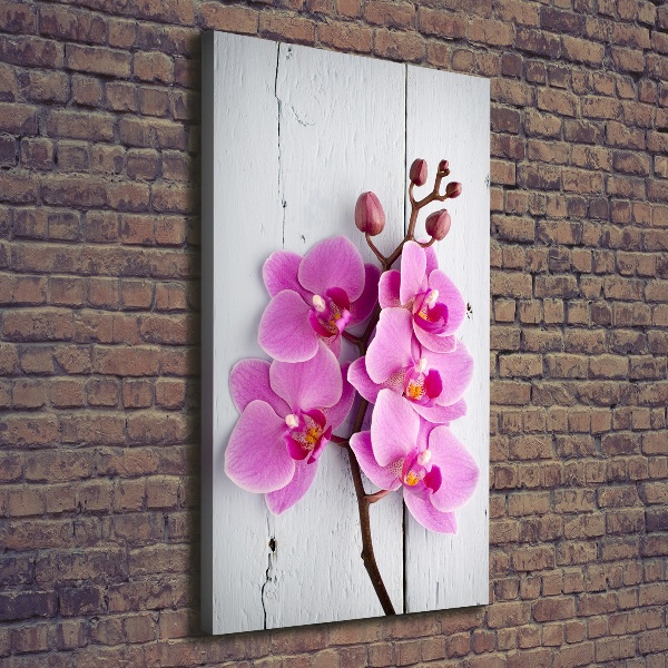 Verticaal schilderij op canvas Roze orchidee