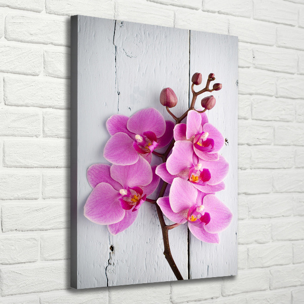 Verticaal schilderij op canvas Roze orchidee