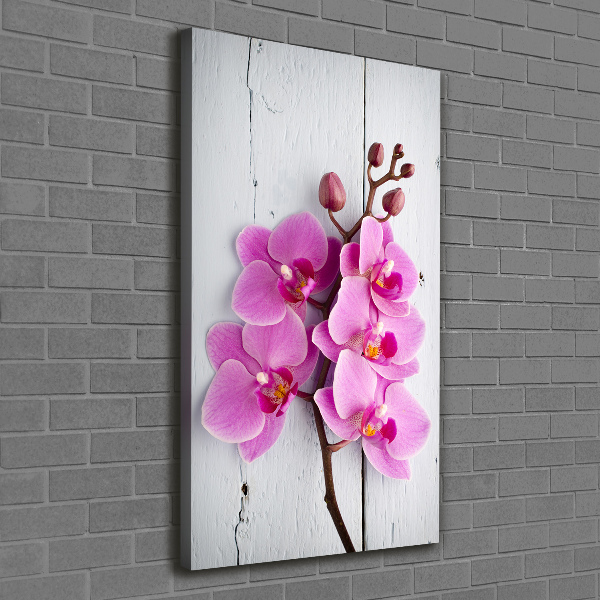 Verticaal schilderij op canvas Roze orchidee