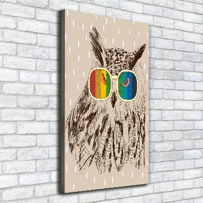 Verticaal canvasschilderij Uilen met een bril