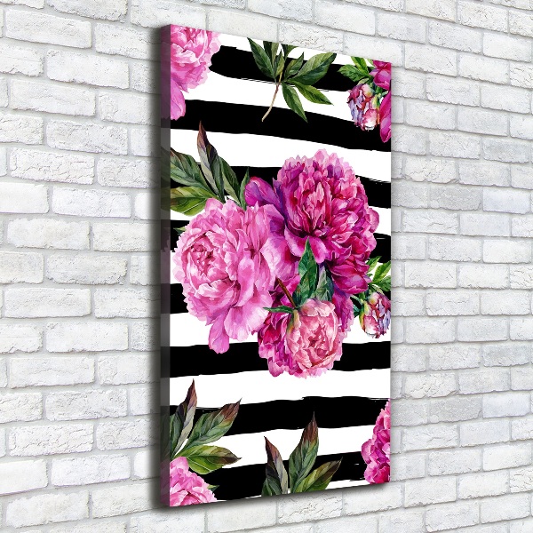 Nowoczesny obraz canvas na ramie pionowy Piwonie