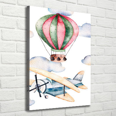 Verticale foto op canvas Ballonnen en vliegtuigen
