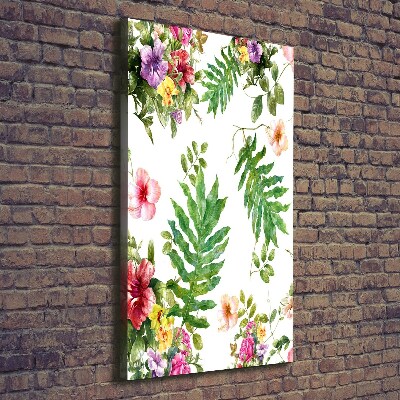 Verticaal canvasschilderij Tropische bloemen