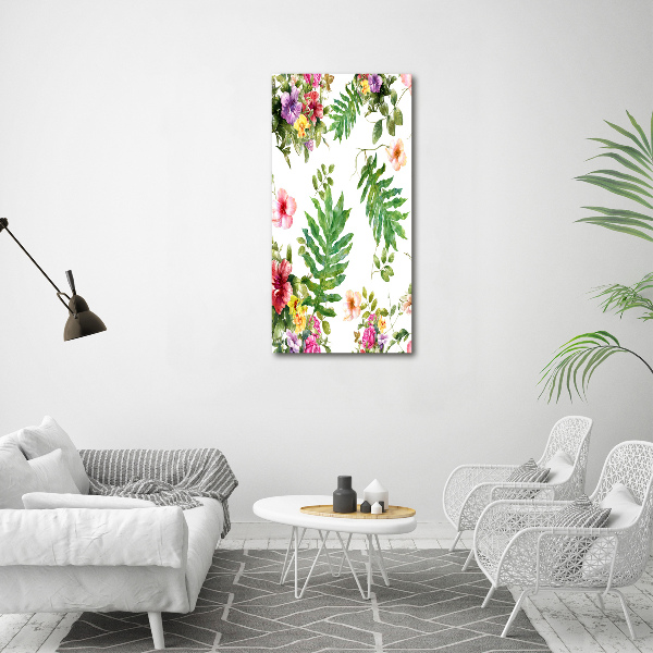 Verticaal canvasschilderij Tropische bloemen
