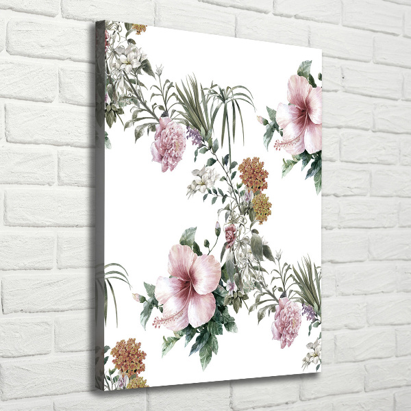 Verticaal schilderij op canvas Tropische bloemen