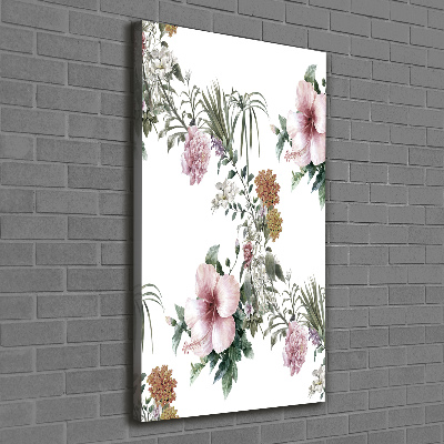 Verticaal schilderij op canvas Tropische bloemen
