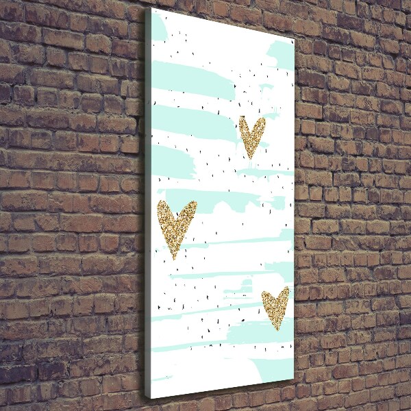 Verticaal canvasschilderij Harten en stippen
