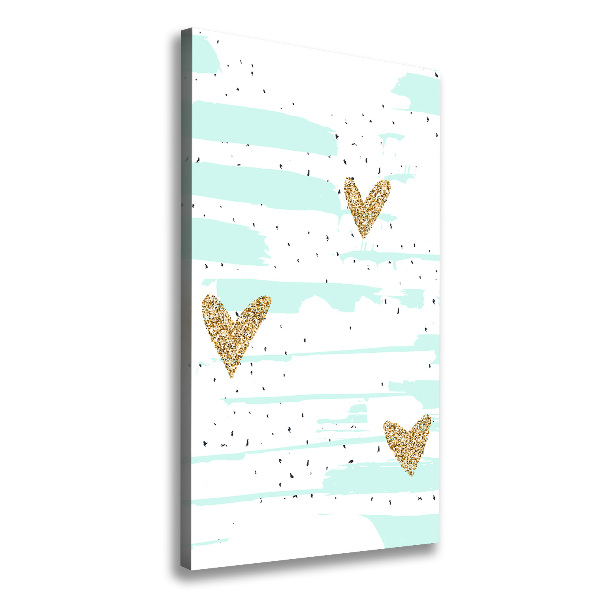 Verticaal canvasschilderij Harten en stippen