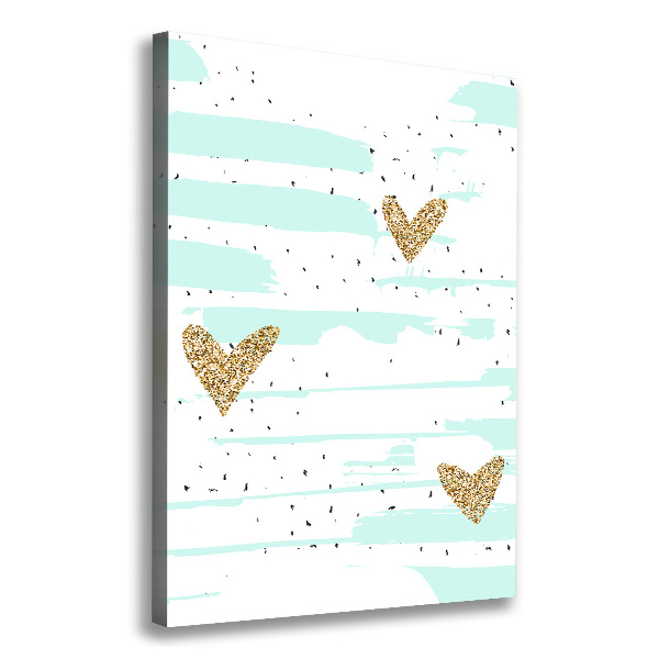 Verticaal canvasschilderij Harten en stippen
