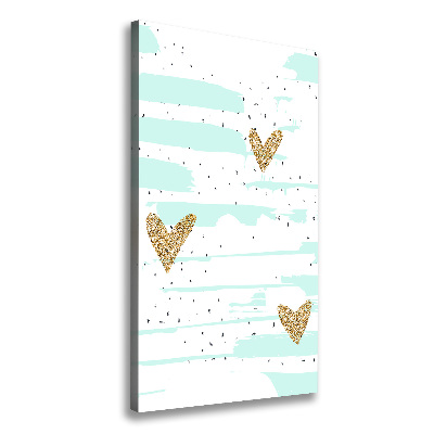 Verticaal canvasschilderij Harten en stippen