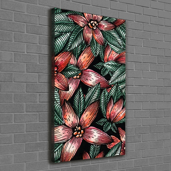 Verticaal canvasschilderij Tropische bloemen