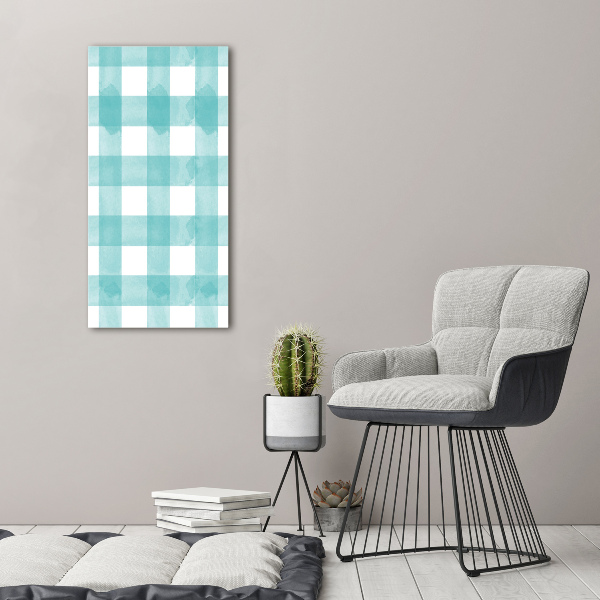 Verticale foto op canvas Blauw geblokt